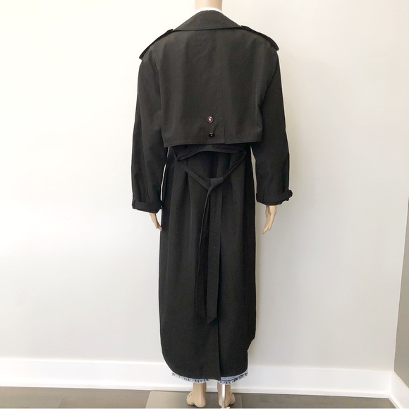 Vintage 90s Oversized Minimalist Baggy Black Belted Long Jacket Trench Coat. XL - Picture 11 of 16